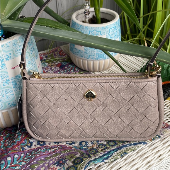 kate spade Handbags - Kate Spade Taupe Woven Shoulder Bag